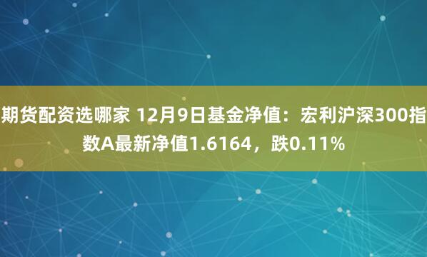 期货配资选哪家 12月9日基金净值：宏利沪深300指数A最新净值1.6164，跌0.11%