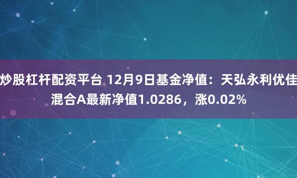 炒股杠杆配资平台 12月9日基金净值：天弘永利优佳混合A最新净值1.0286，涨0.02%