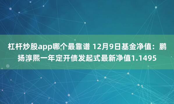 杠杆炒股app哪个最靠谱 12月9日基金净值：鹏扬淳熙一年定开债发起式最新净值1.1495