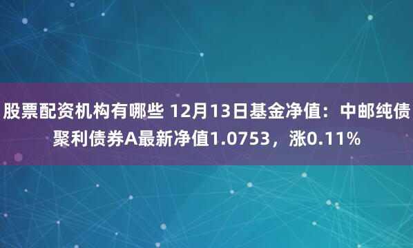 股票配资机构有哪些 12月13日基金净值：中邮纯债聚利债券A最新净值1.0753，涨0.11%