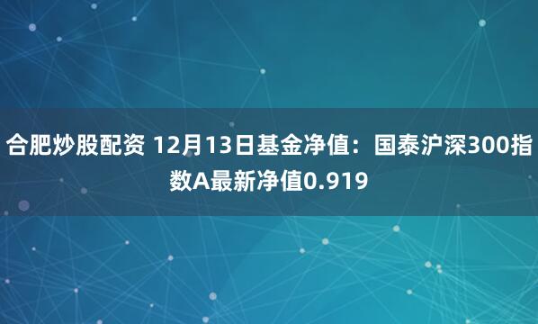 合肥炒股配资 12月13日基金净值：国泰沪深300指数A最新净值0.919